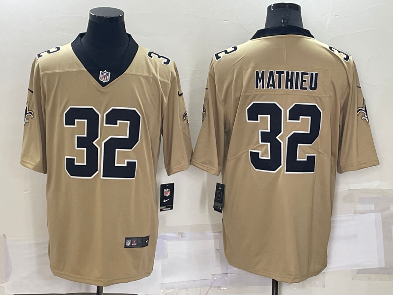 Men's New Orleans Saints #32 Tyrann Mathieu Gold Inverted Legend Stitched Jersey Men's New Orleans Saints #32 Tyrann Mathieu Gold Inverted Legend Stitched Jersey